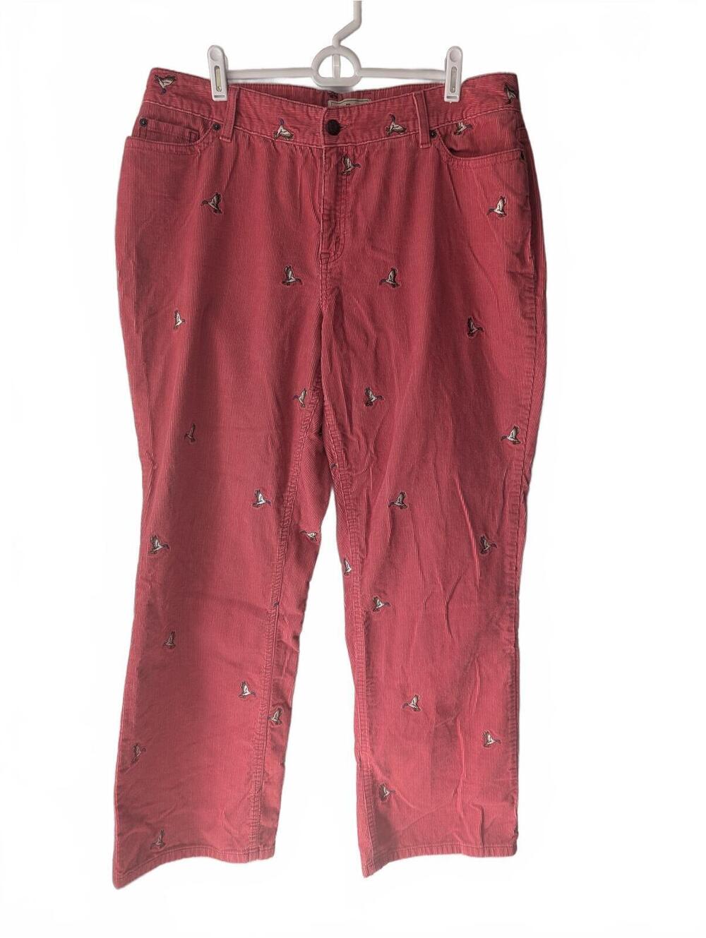 Vintage L.L.Bean Pink Corduroy Pants with Embroidered Ducks